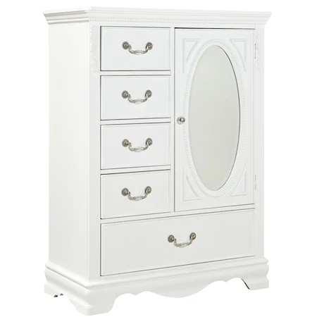 Wardrobe Chest with Oval Glass Mirror